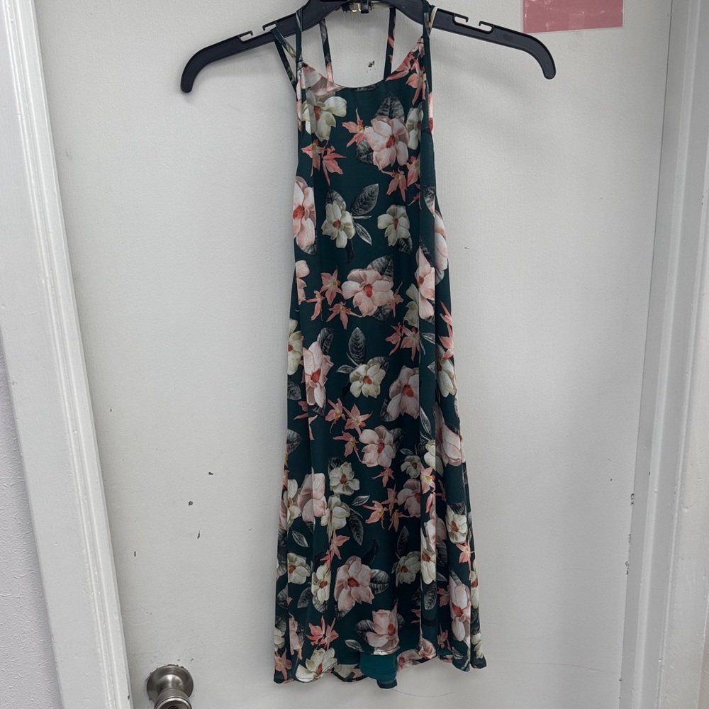 Show Me Your MuMu Dark Green Floral Mini Dress Size Medium
